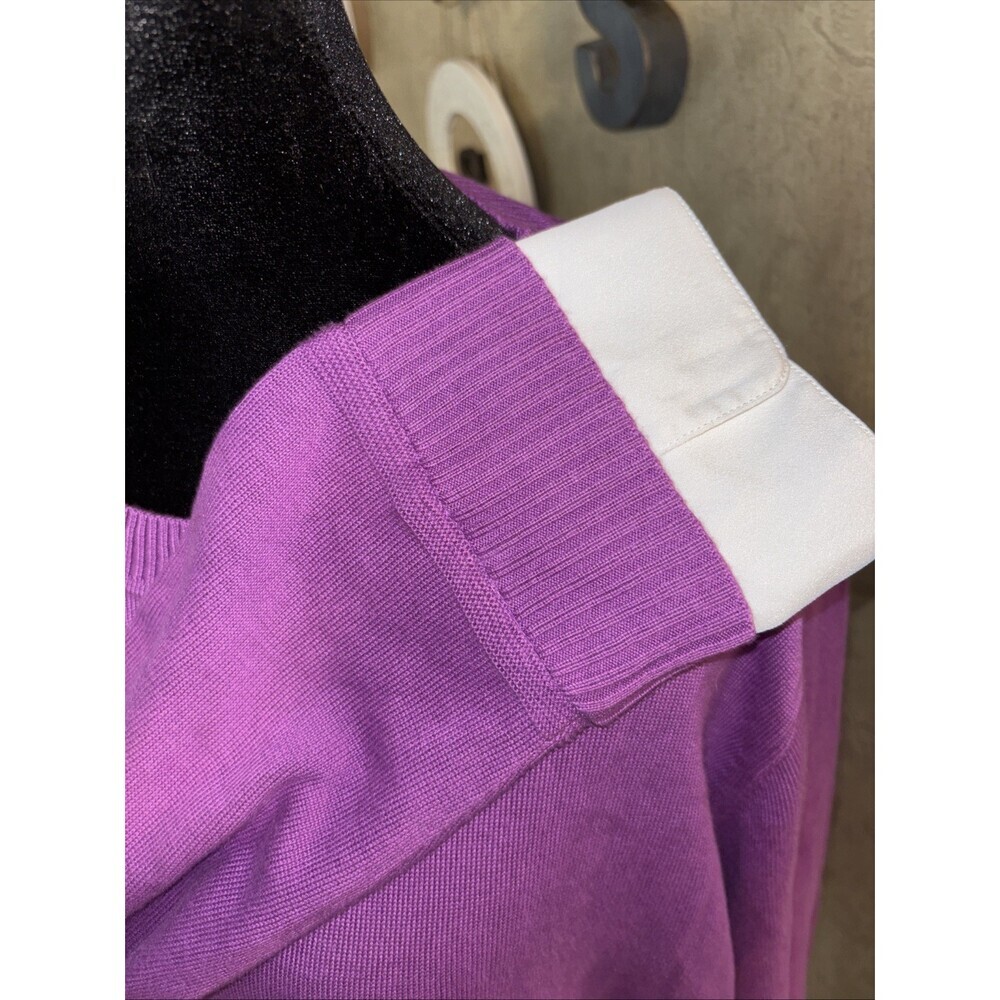 XL New Isaac Mizrahi Live Purple Sweater underlay WHITE shirt NEW Stretch - Picture 7 of 10